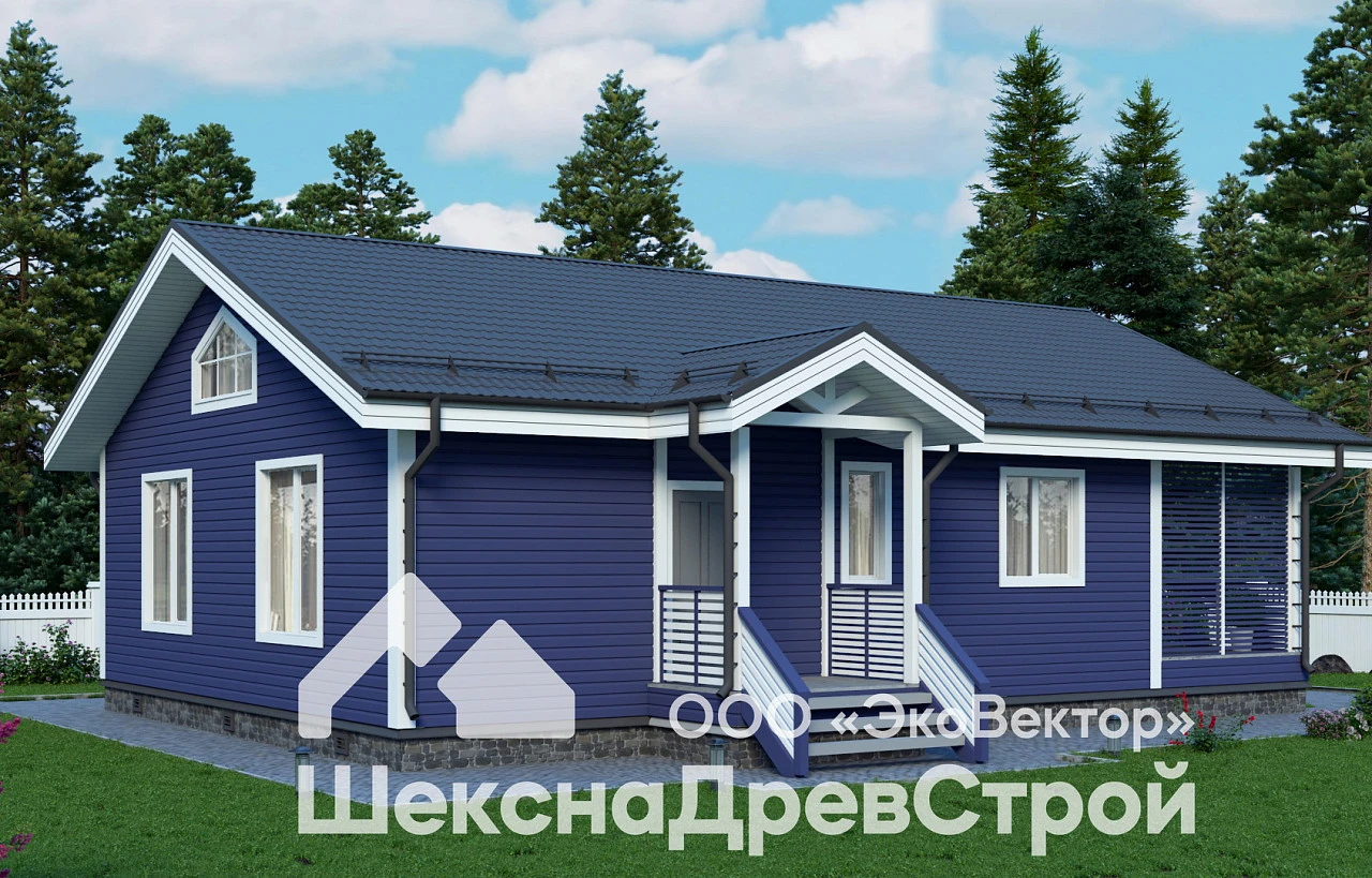 Одноэтажный каркасный дом К-281 -Аксель