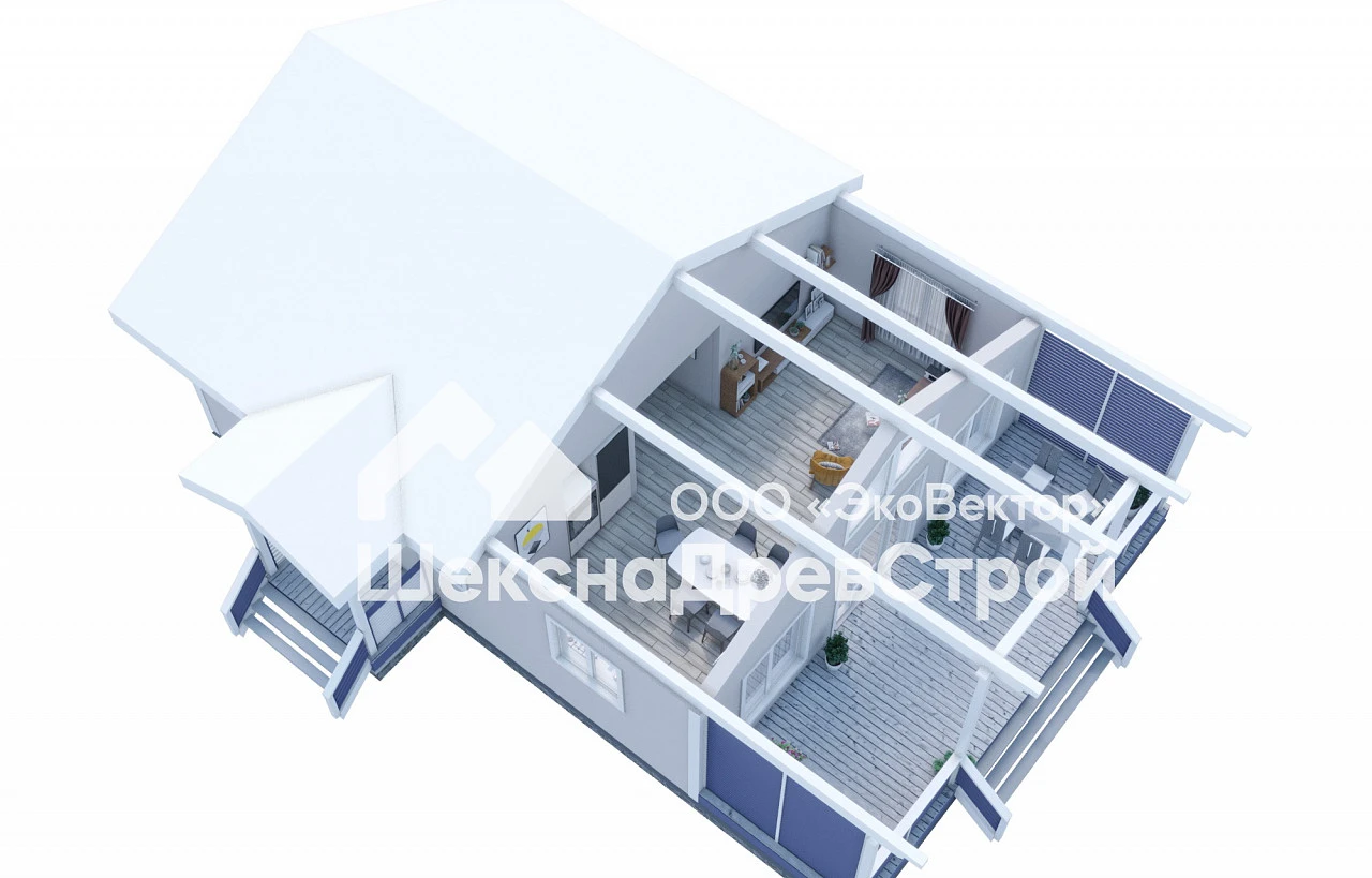 Одноэтажный каркасный дом К-281 -Аксель