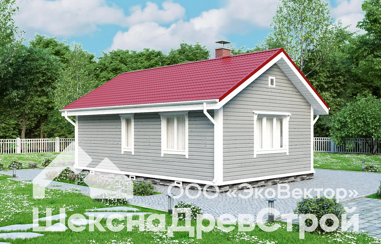 Одноэтажный дом из профилированного бруса с размерами 6х9м.- Б-60 Снежок