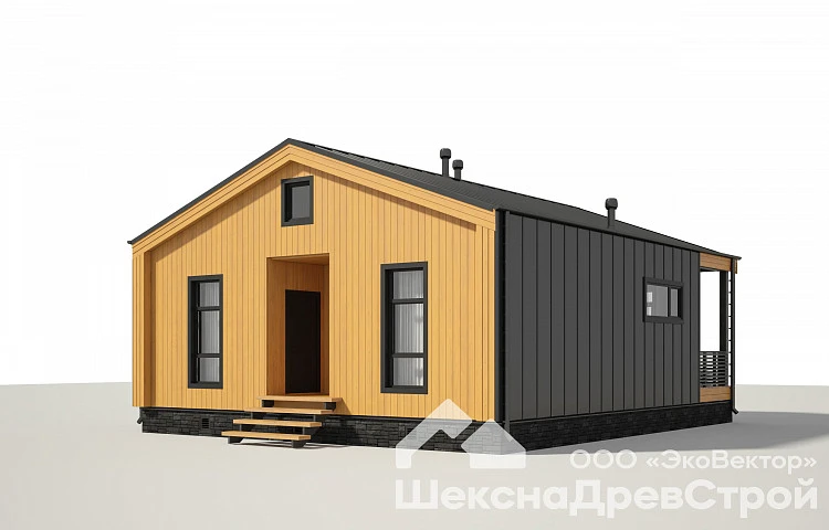 План проекта «Одноэтажный каркасный дом К-320»