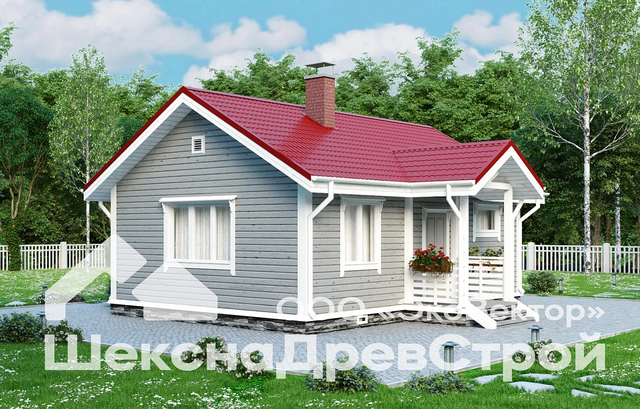 Одноэтажный дом из профилированного бруса с размерами 6х9м.- Б-60 Снежок