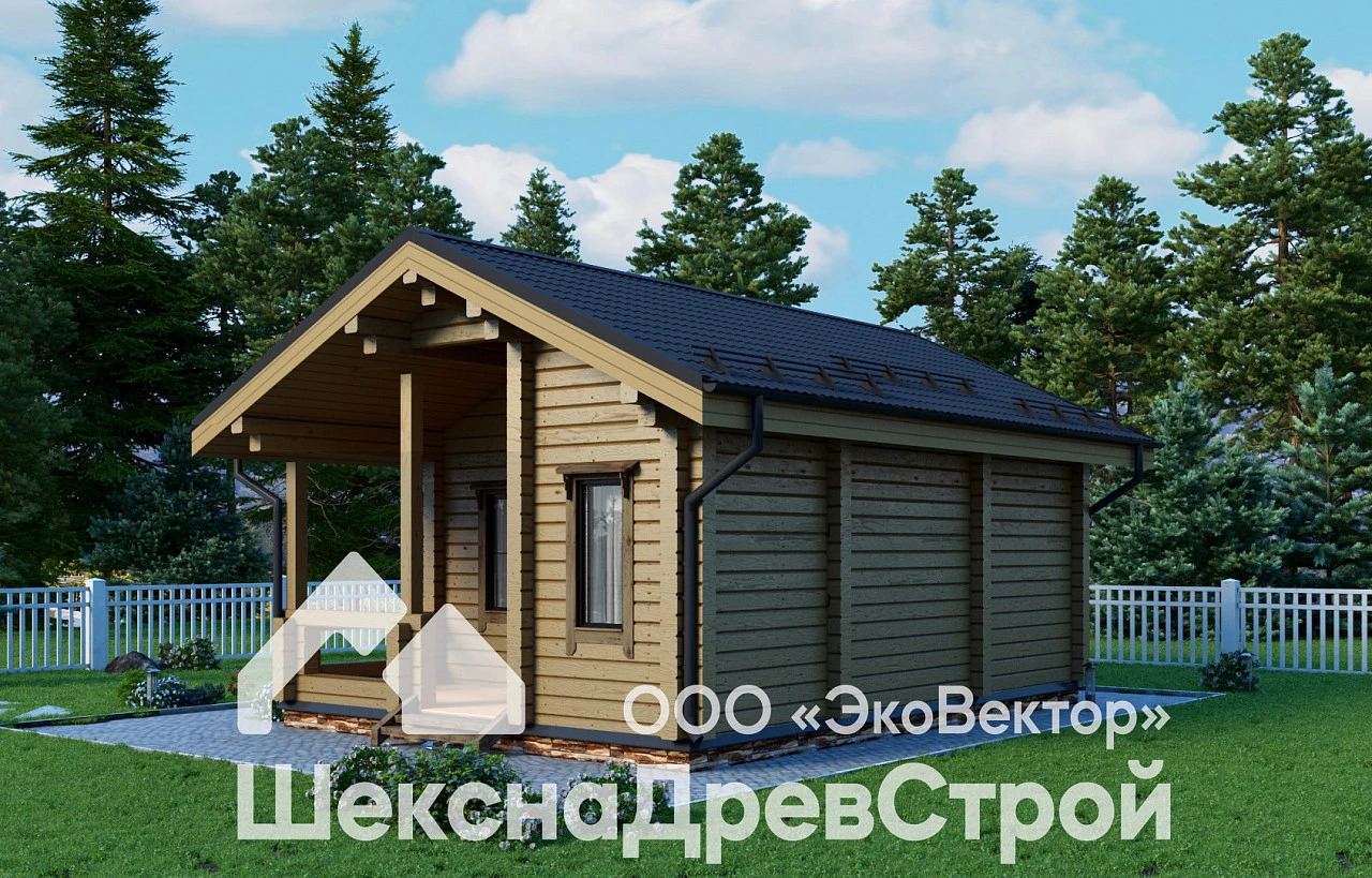 Одноэтажная баня из клееного бруса Бн-15 Северянка
