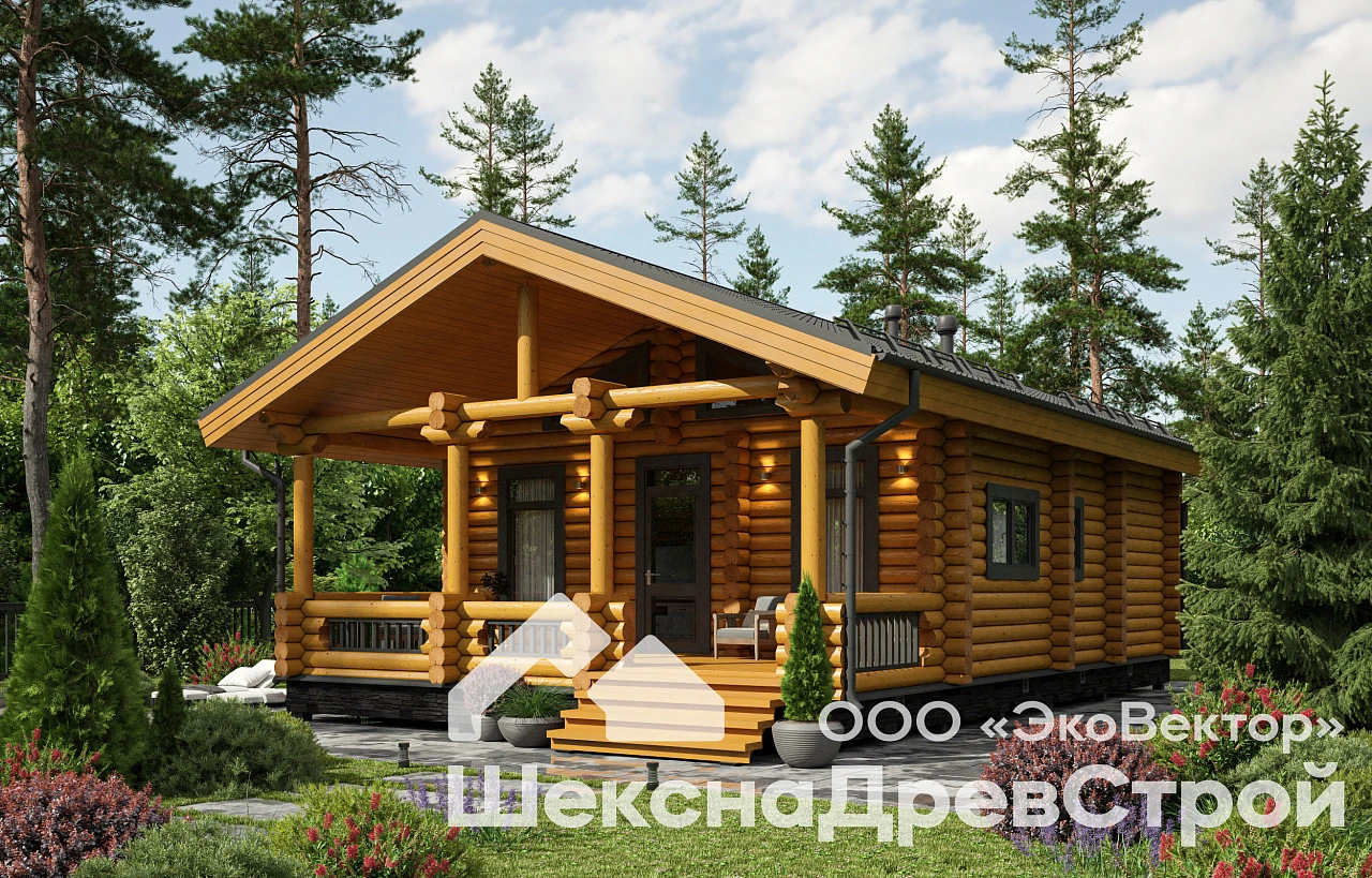 Дом из оцилиндрованного бревна Бр-23