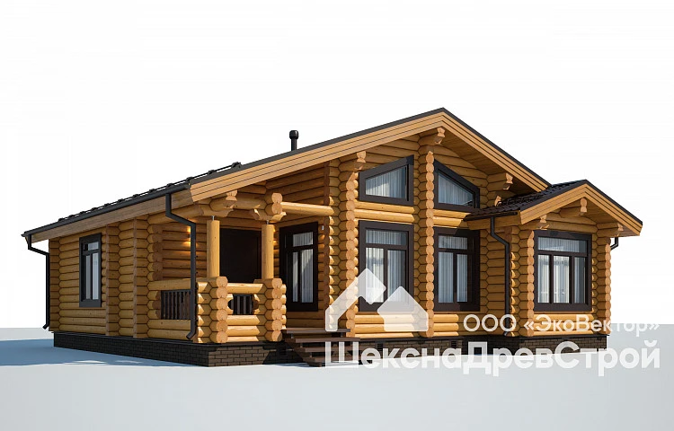 План проекта «Дом из оцилиндрованного бревна Бр-24 - Сказка в Заозерье»