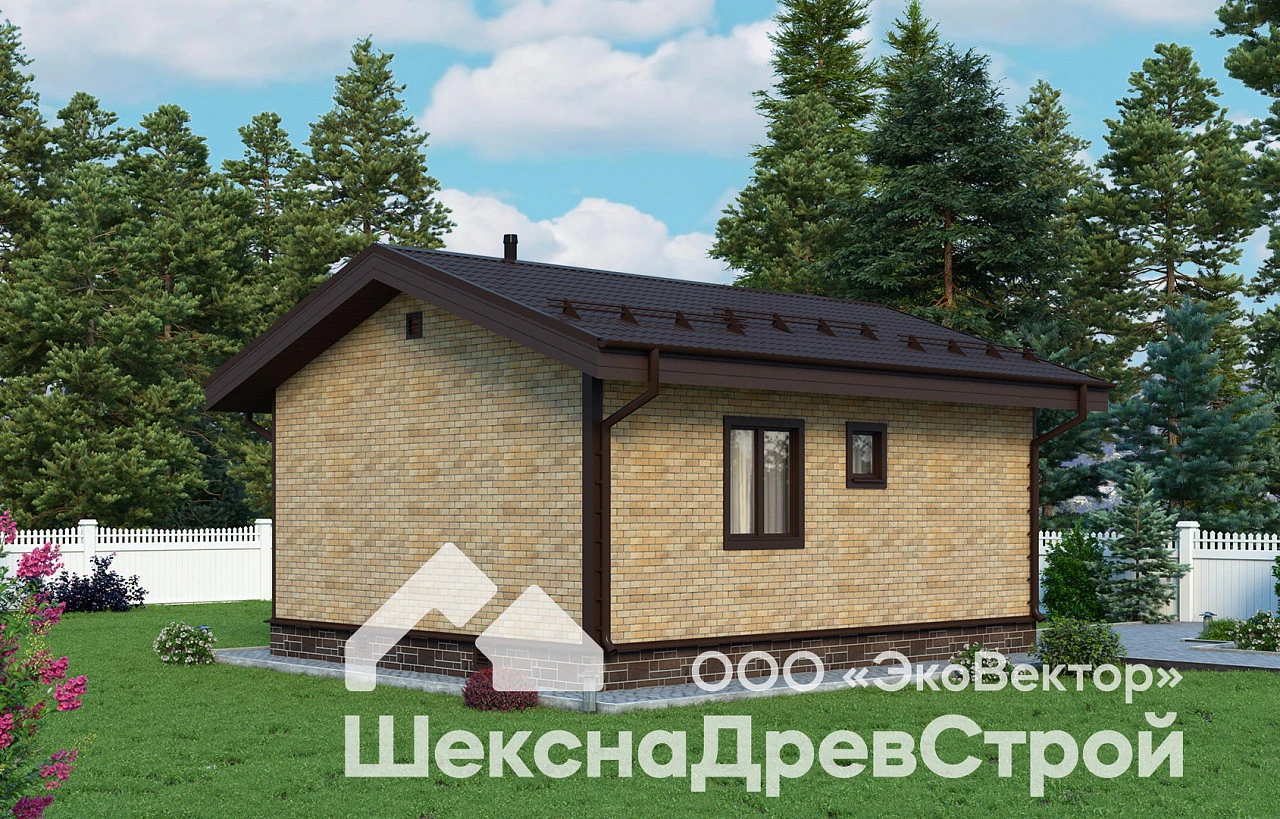 Одноэтажный каркасный дом К-303 Янтарь
