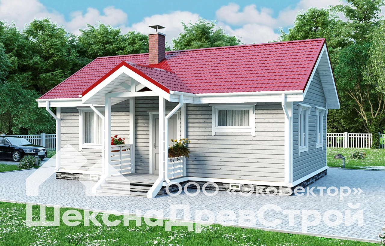 Одноэтажный дом из профилированного бруса с размерами 6х9м.- Б-60 Снежок