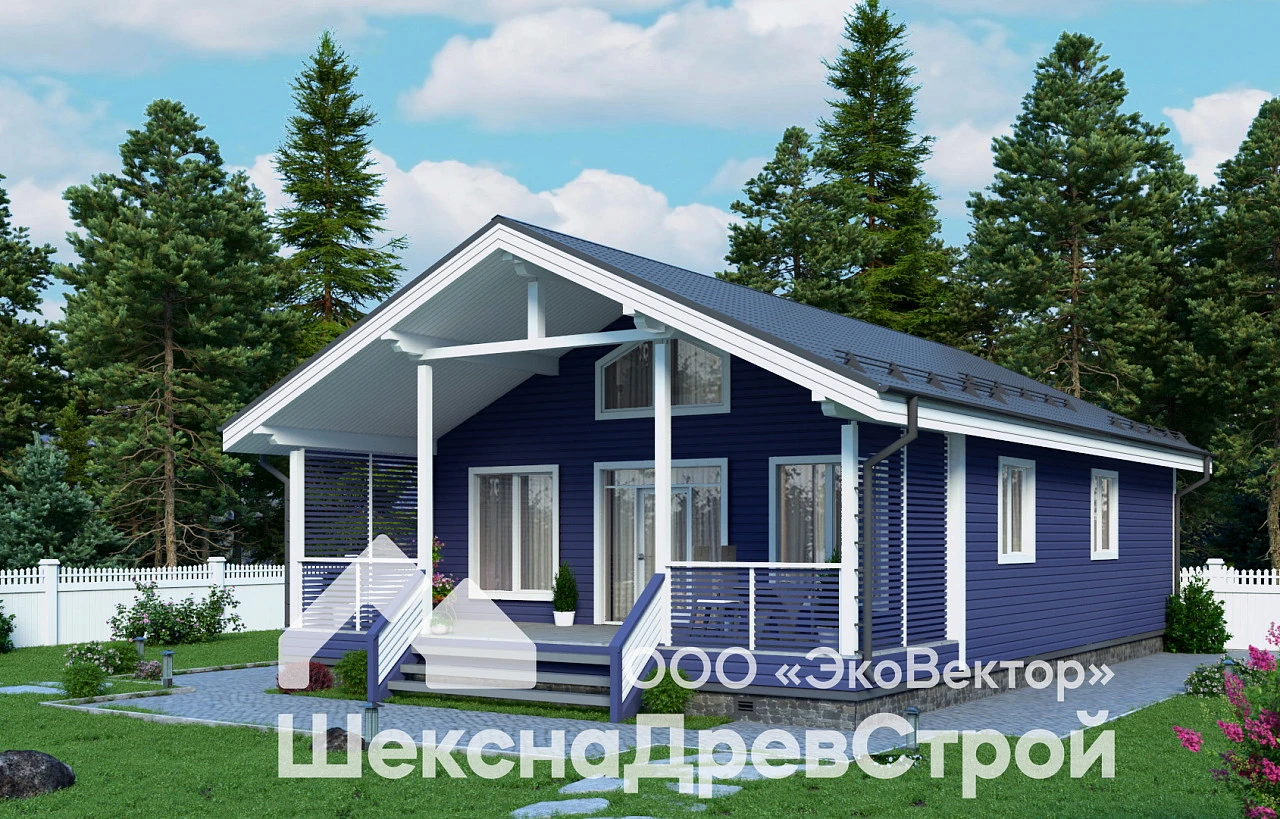 Одноэтажный каркасный дом К-281 -Аксель