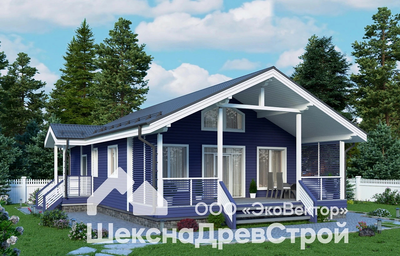 Одноэтажный каркасный дом К-281 -Аксель